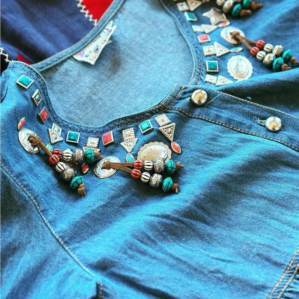 Vintage 1980’s Monique Fashion Western Denim Dress